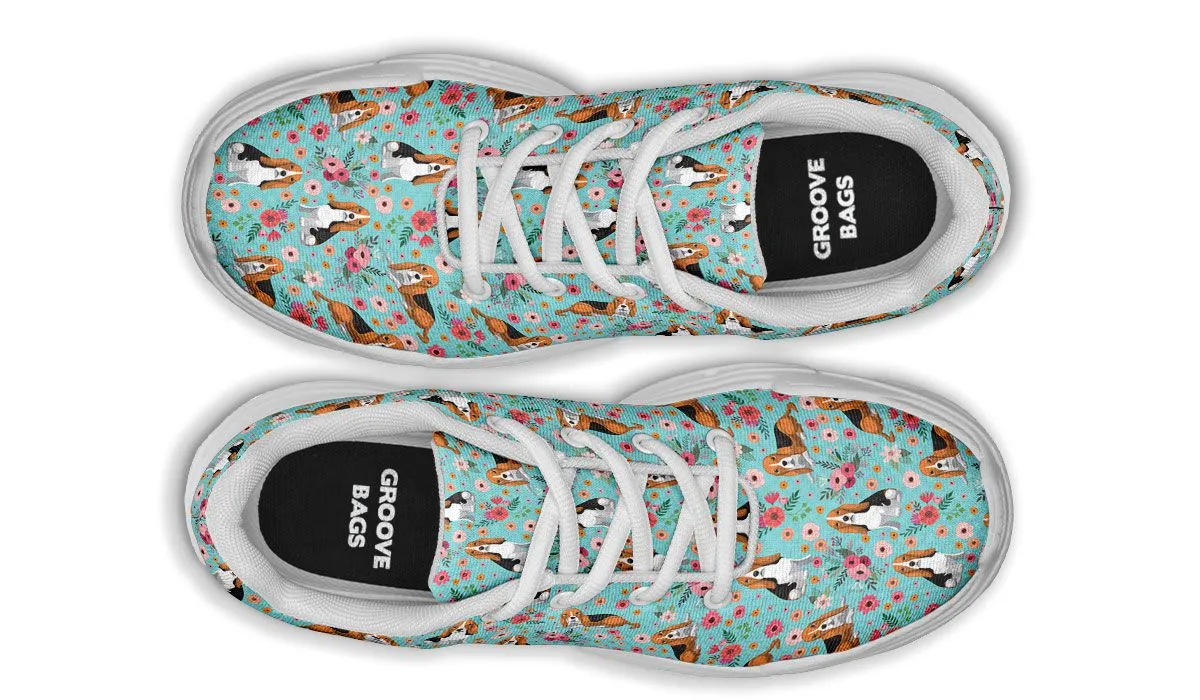 Basset Hound Flower Chunky Sneakers