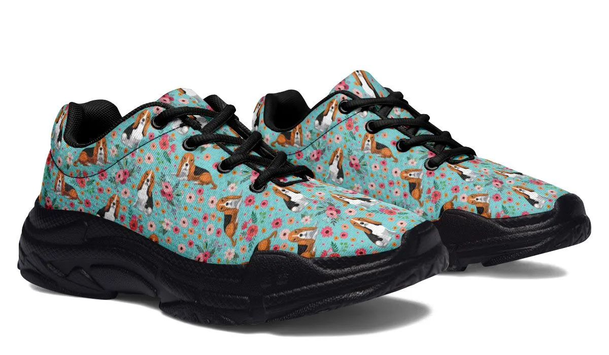 Basset Hound Flower Chunky Sneakers