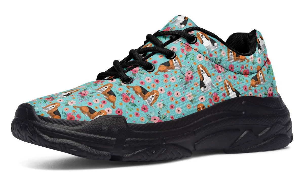Basset Hound Flower Chunky Sneakers
