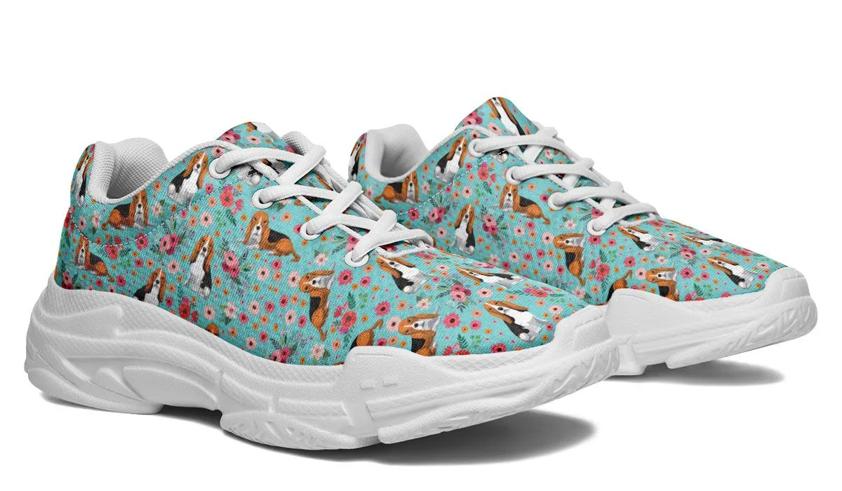 Basset Hound Flower Chunky Sneakers