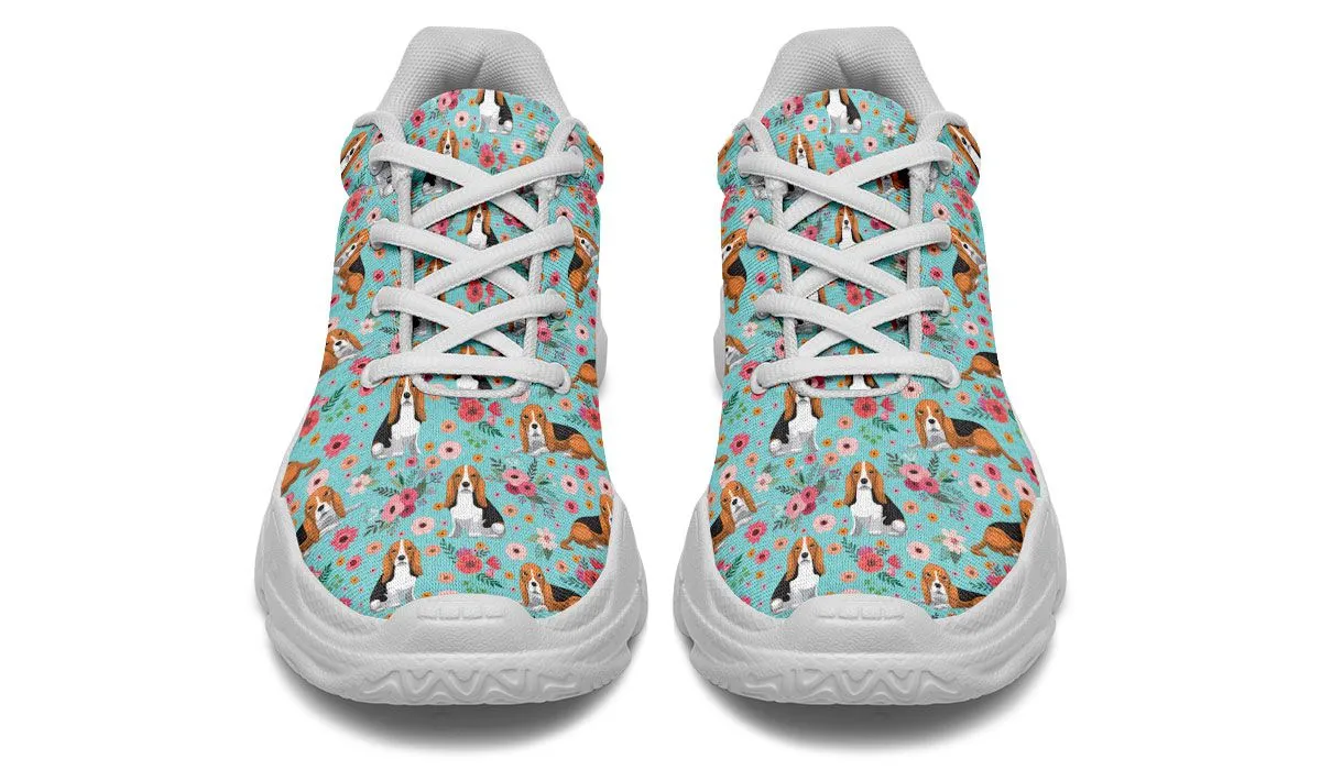 Basset Hound Flower Chunky Sneakers