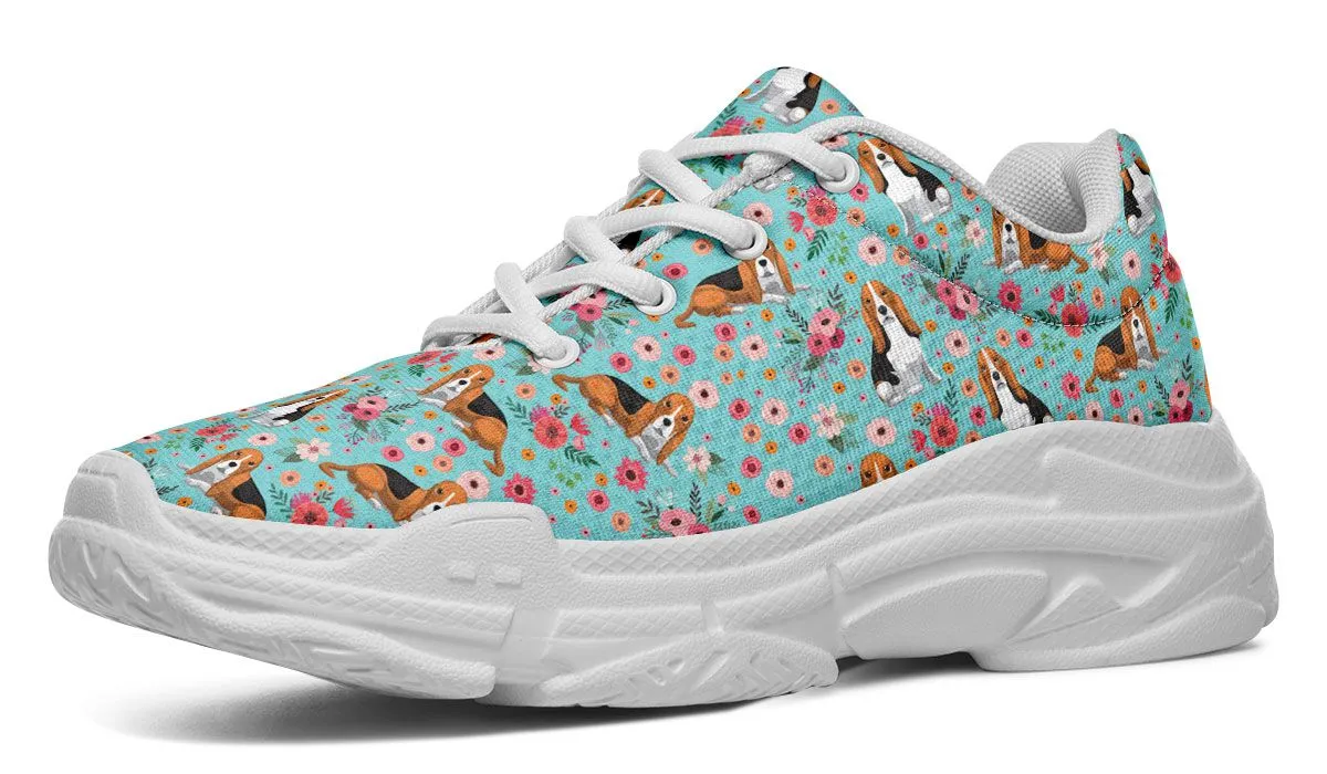 Basset Hound Flower Chunky Sneakers