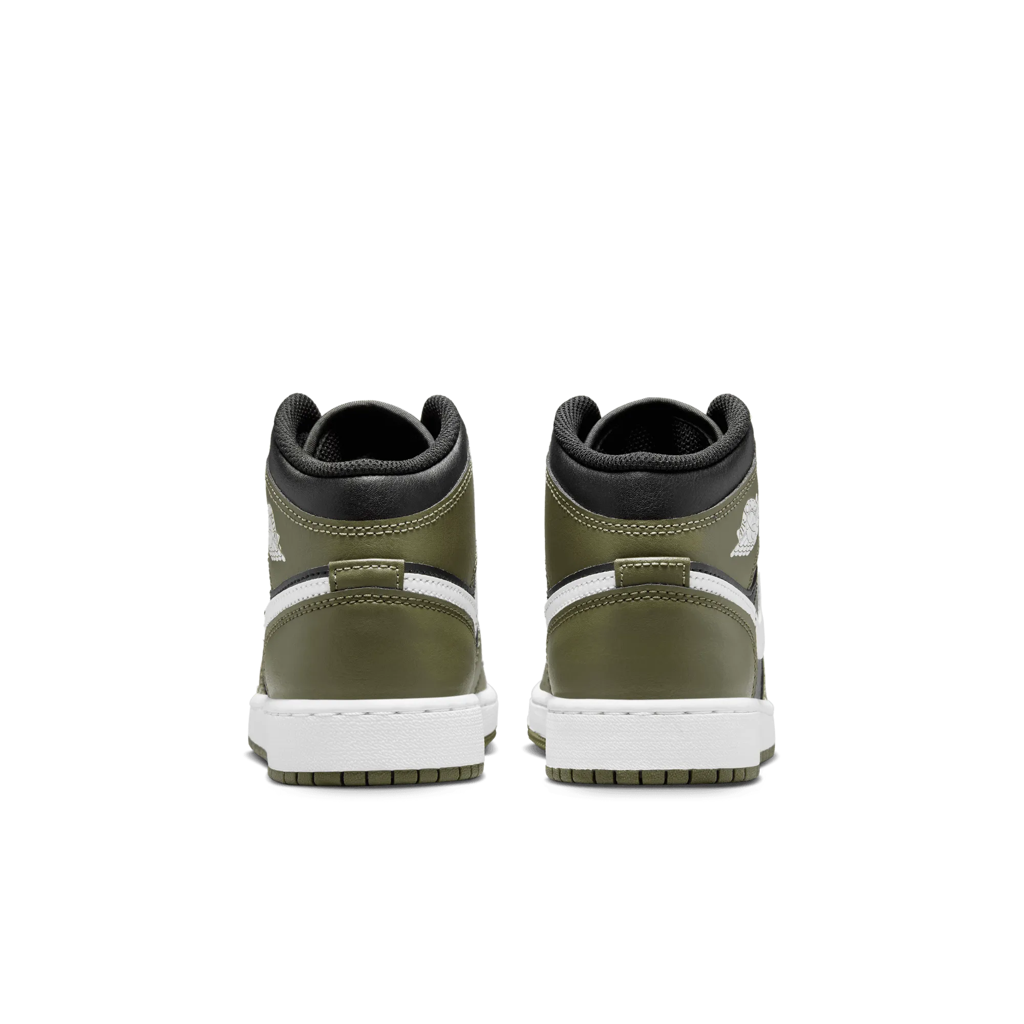 Big Kids' Air Jordan 1 Mid "Black White Olive"
