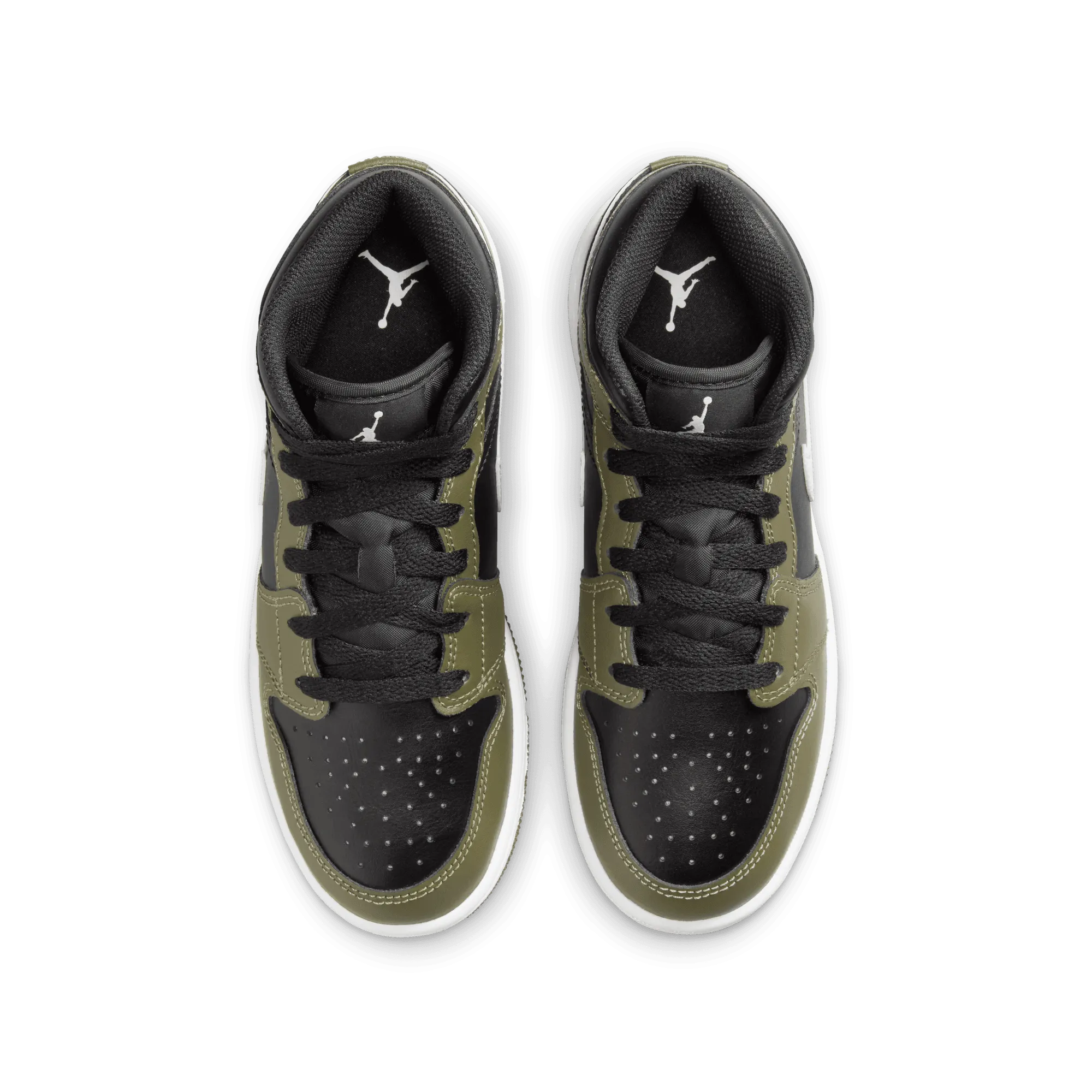 Big Kids' Air Jordan 1 Mid "Black White Olive"