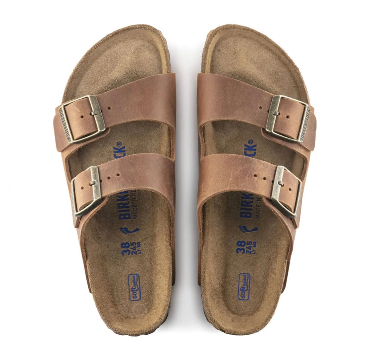 Birkenstock Arizona Cognac Oiled Leather Soft Footbed Made In Germany