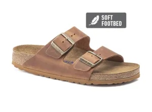 Birkenstock Arizona Cognac Oiled Leather Soft Footbed Made In Germany