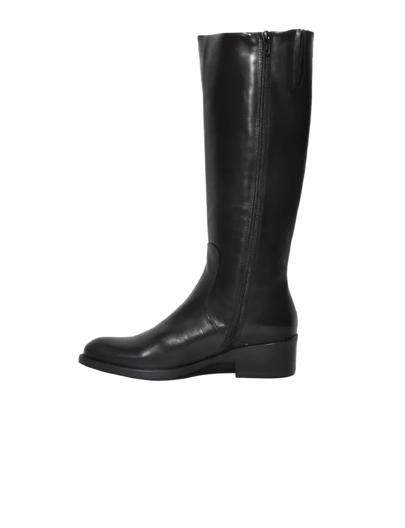 Black Leather Knee-High Boots