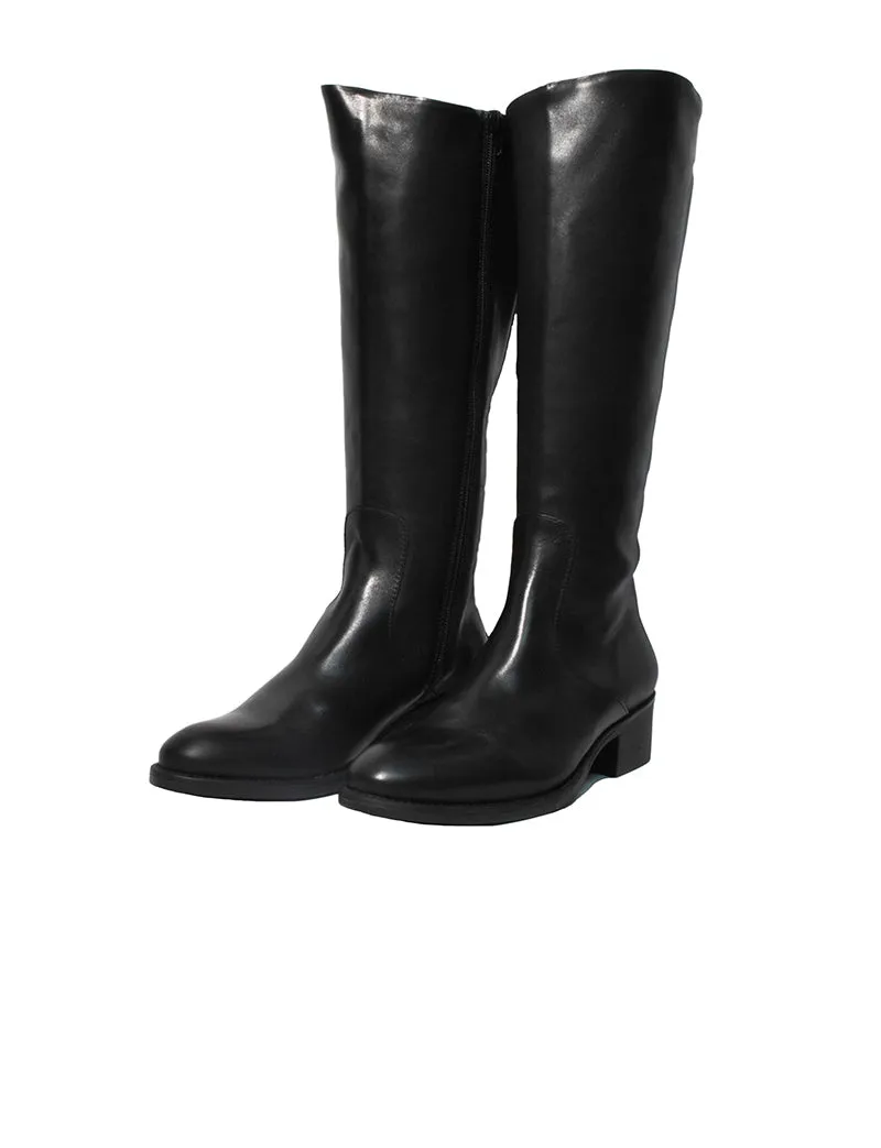 Black Leather Knee-High Boots