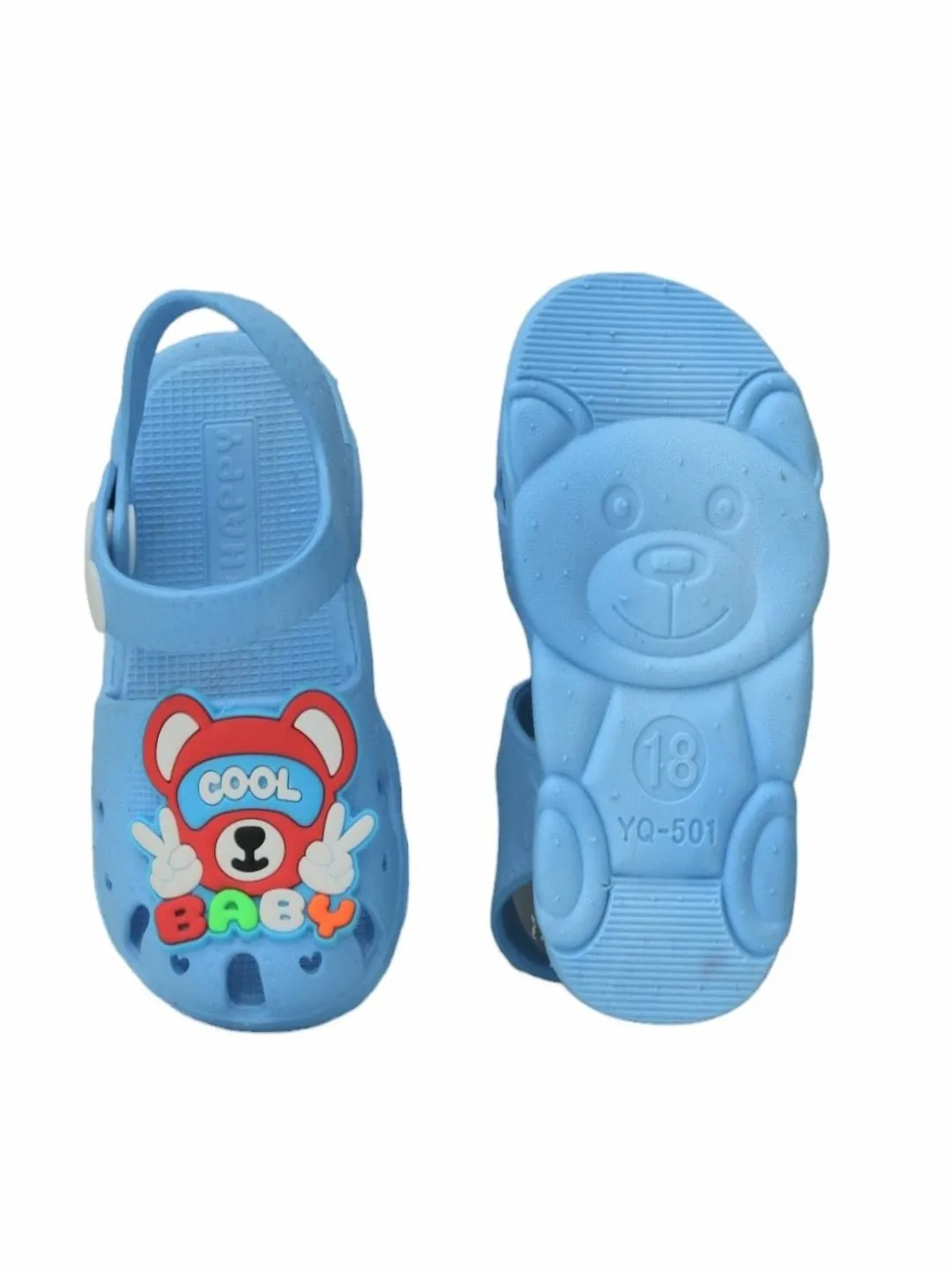 Blue Teddy Bear -Themed Sandals with Secure Strap for Boys