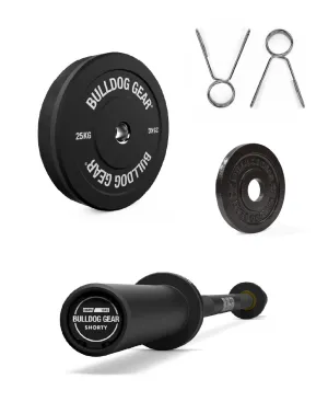 Bulldog Gear - Shorty Barbell & Bumper Plate - Home Gym Bundle