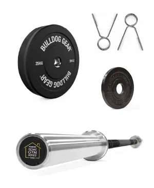 Bulldog Gear - Womens 15kg Barbell & Bumper Plate - Home Gym Bundle
