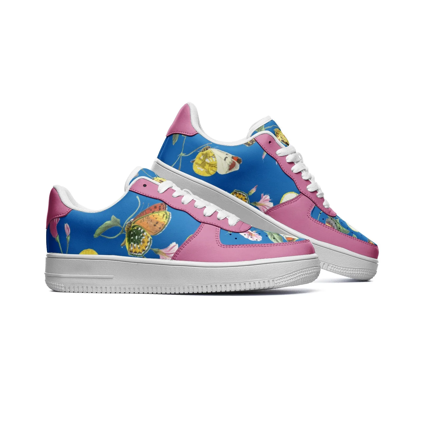 Butterfly Kaleidoscope Unisex Low Top Leather Sneakers