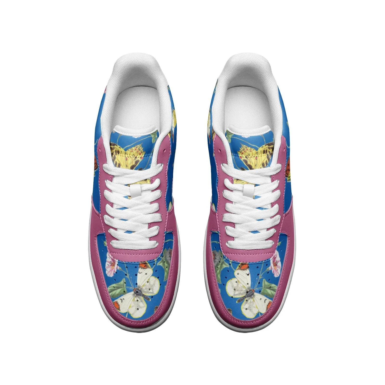 Butterfly Kaleidoscope Unisex Low Top Leather Sneakers