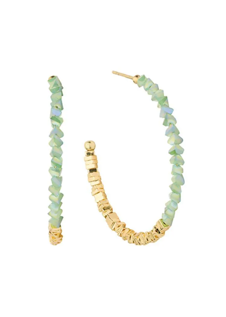 Celine Stone Hoops - Mint