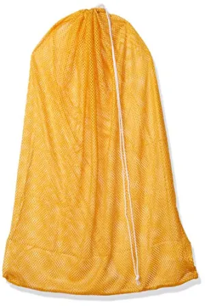 Champion Sports Mesh Sports Equipment Bag, Gold, 24x36 Inches - Multipurpose, Nylon Drawstring Bag with Lock and ID Tag for Balls, Beach, Laundry