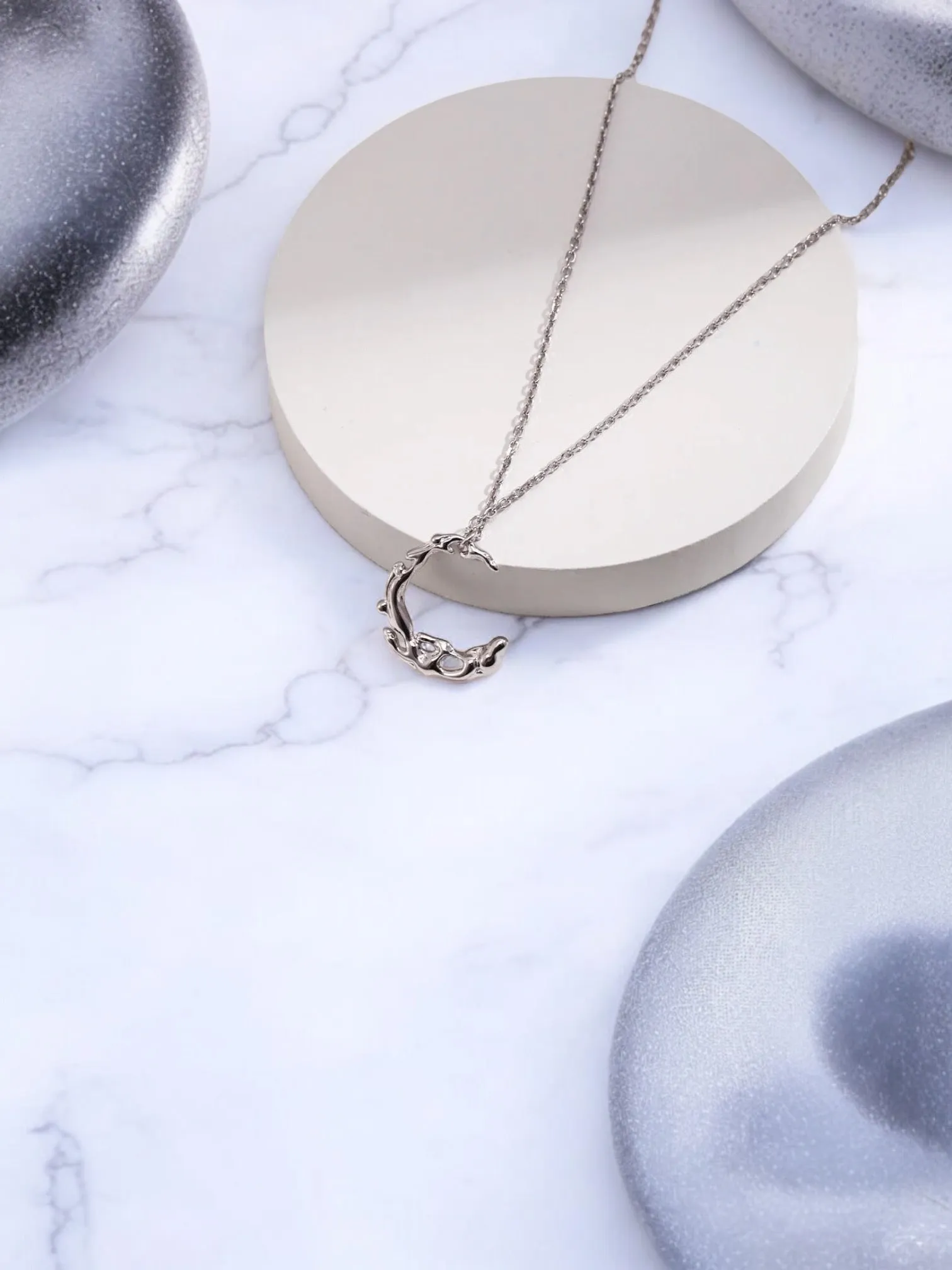 Christina - Irregular Water Flow Moon Necklace