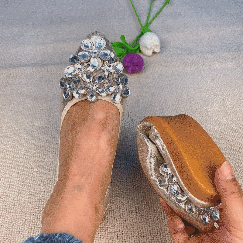 Cilool  Casual Comfort Dressy Flats For Wedding Bling Sparkly Bridal Shoes CF404