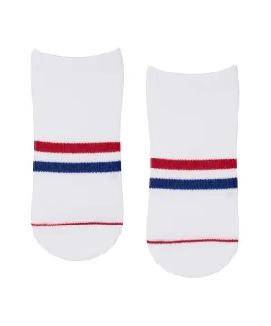 Classic Low Rise Grip Socks - Polo Stripe White