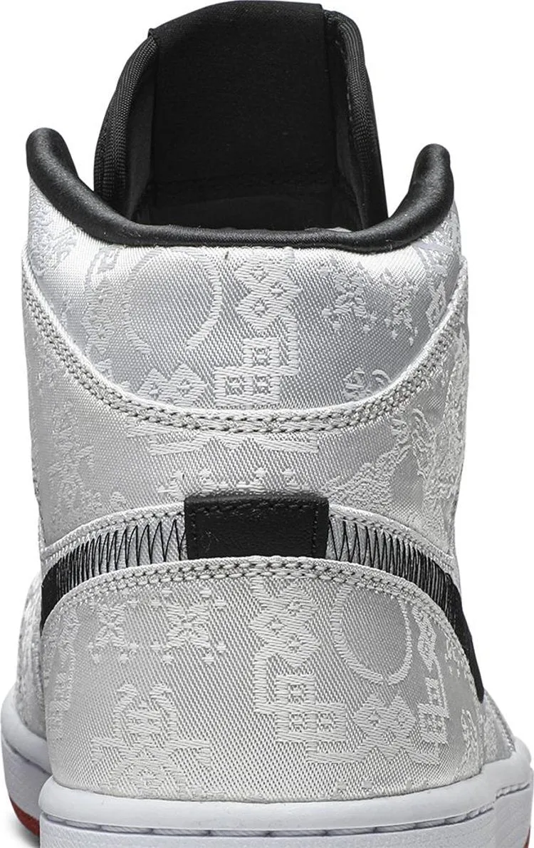 CLOT x Air Jordan 1 Mid Fearless Sneakers, Silver
