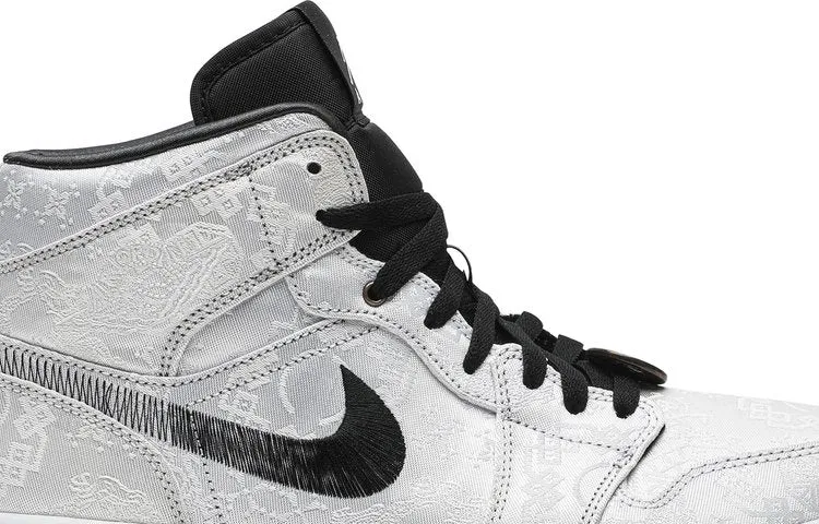 CLOT x Air Jordan 1 Mid Fearless Sneakers, Silver
