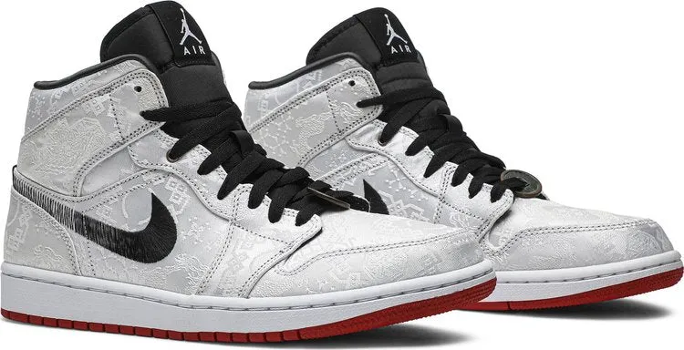 CLOT x Air Jordan 1 Mid Fearless Sneakers, Silver