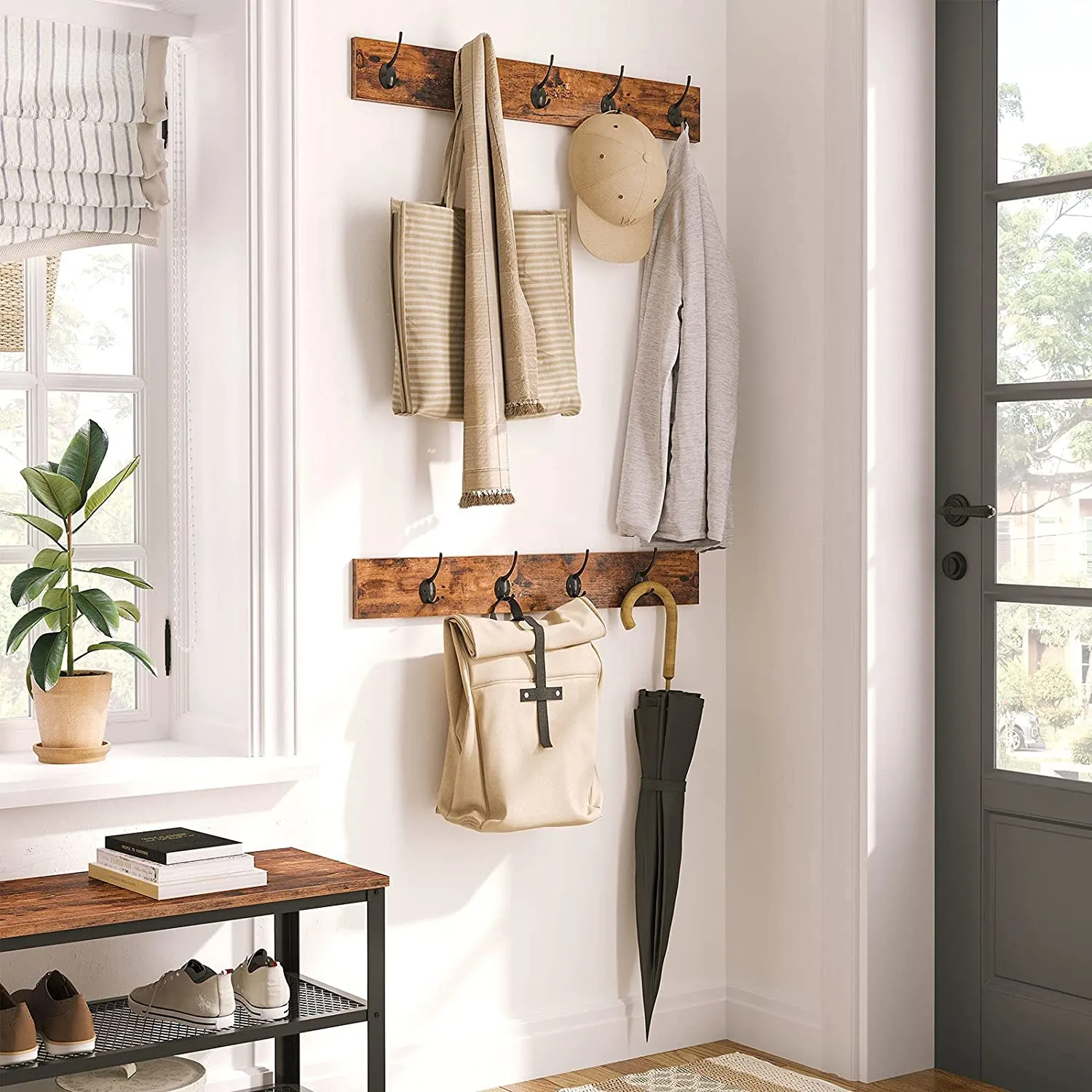 Coat Rack Shoe Bench, Hall Tree Entryway Storage Bench, Shoe Rack Organizer