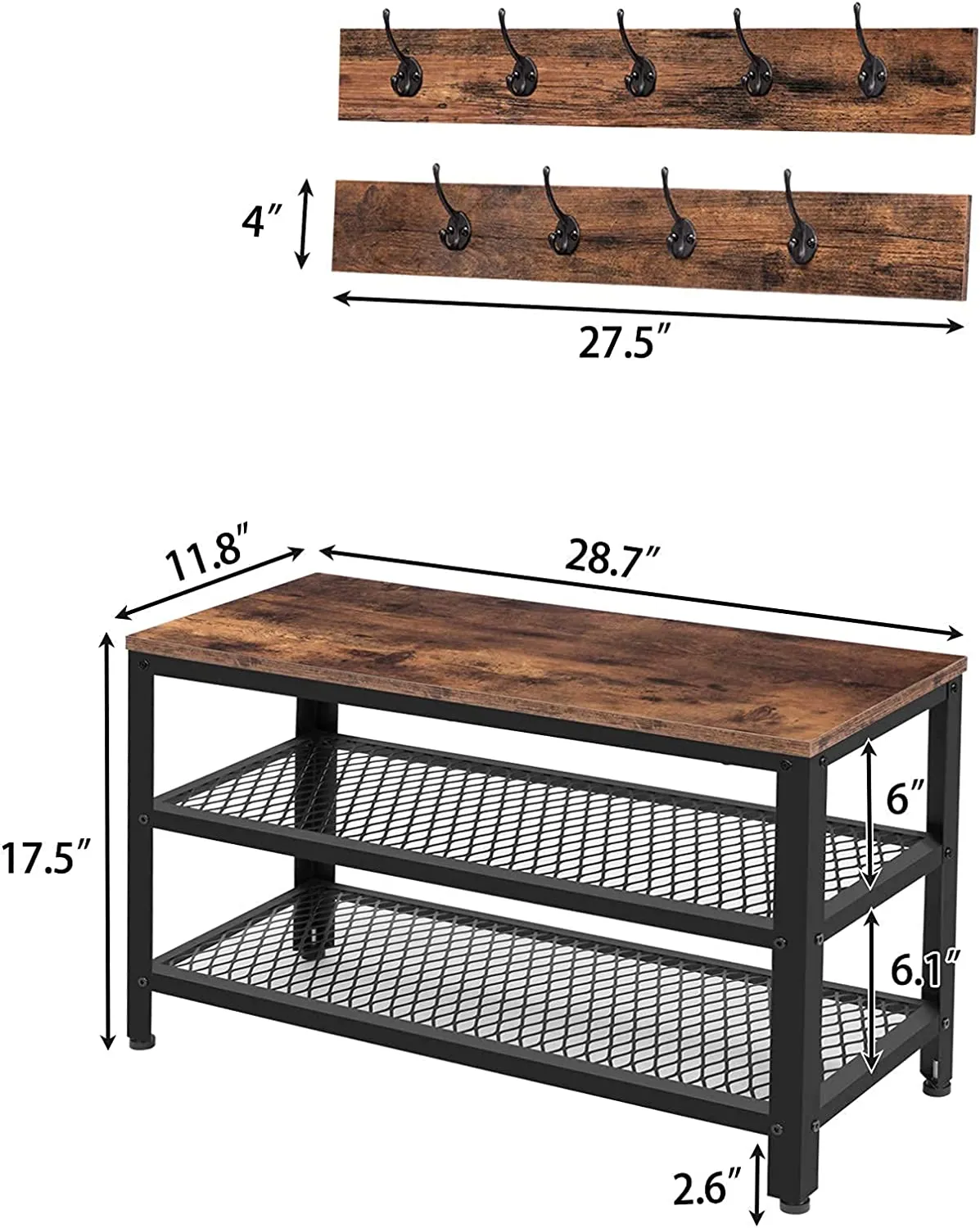 Coat Rack Shoe Bench, Hall Tree Entryway Storage Bench, Shoe Rack Organizer