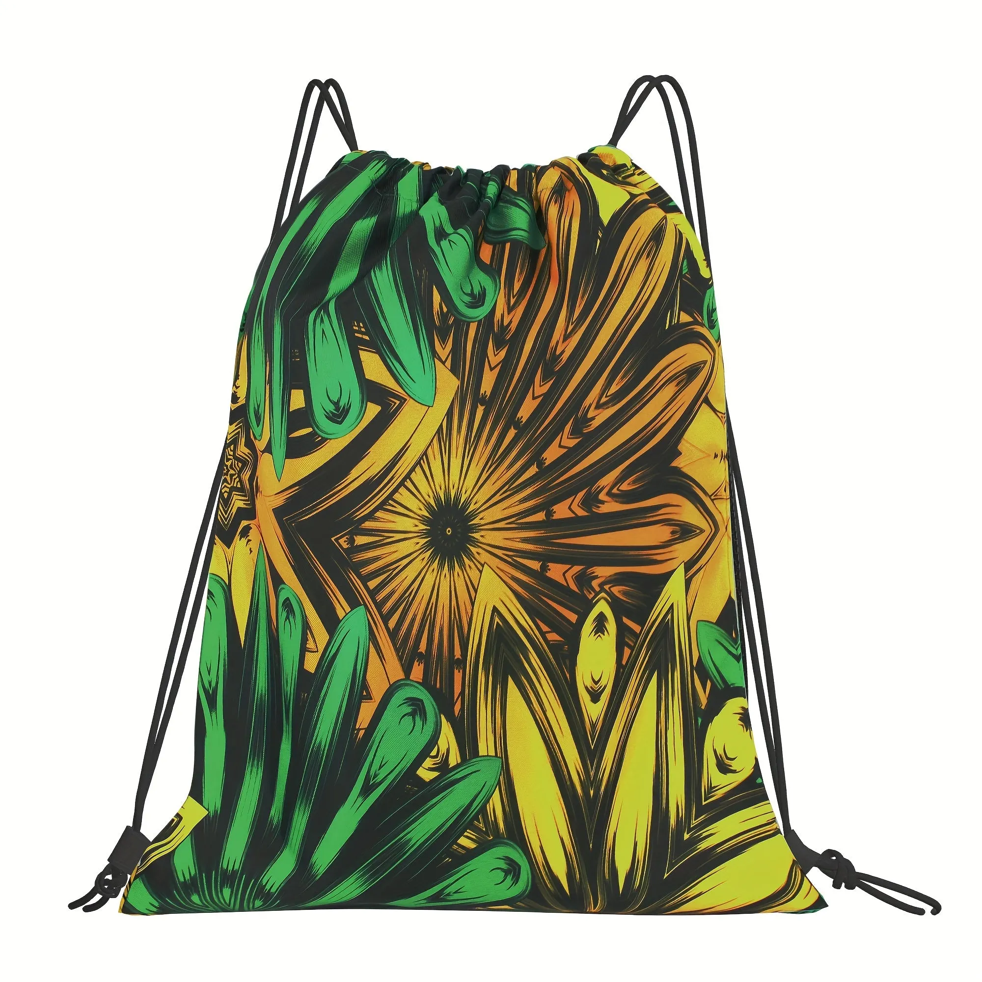 Colorblock Pattern Drawstring Backpack Sleek Lightweight Storage Bag
