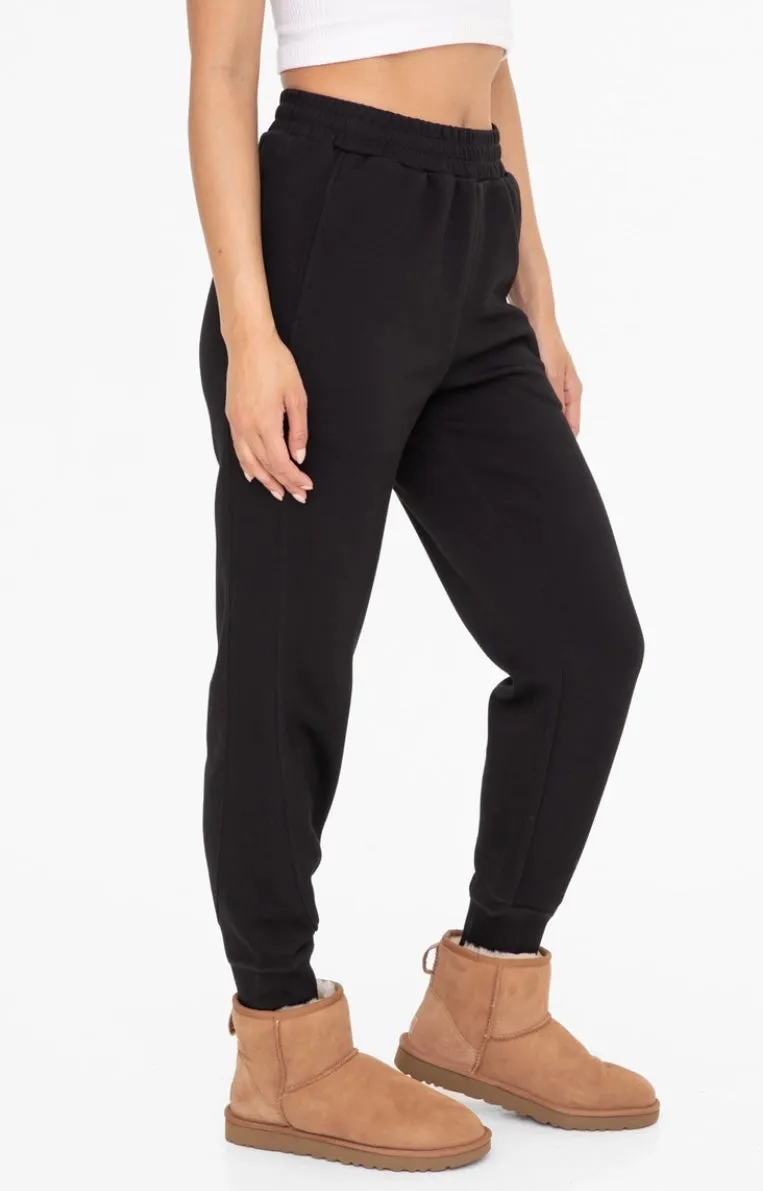 Contrast seam black joggers