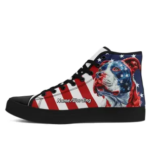 Corporate Gifts,Personalized US Flag Sneakers, Custom Patriotic Shoes, High Top Casual Shoe, Gift For 4th of July