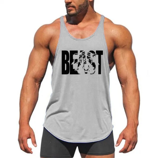 Cotton Gyms Tank Tops Men Sleeveless Tanktops For Boys Bodybuilding Clothing Undershirt Fitness Stringer Vest