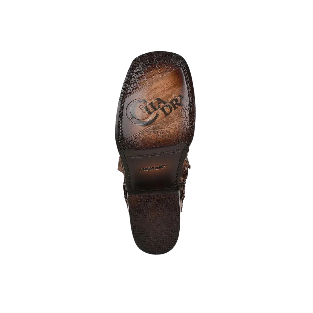 Cuadra Men's Honey Fish Pirarucu Laser & Woven Square Toe Boot