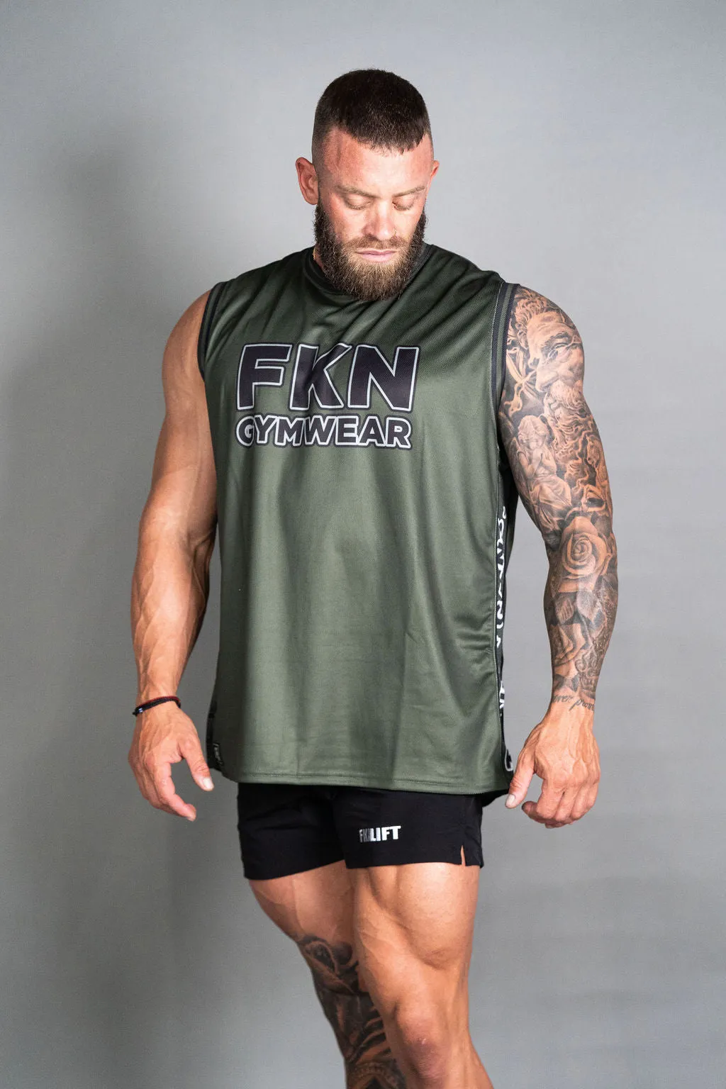 Detonate | Men's Gym Training Basketball Jersey Singlet | Khaki