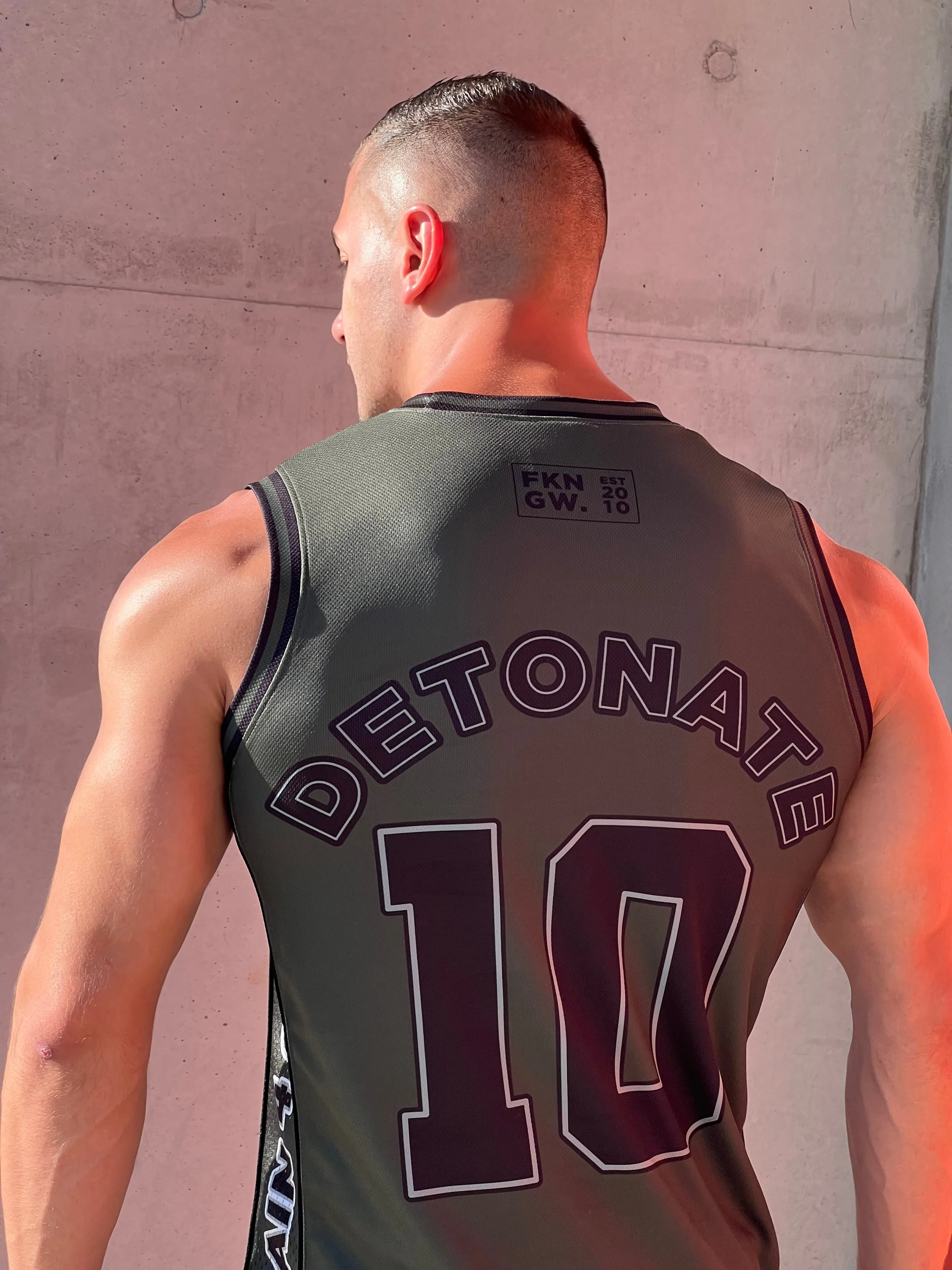 Detonate | Men's Gym Training Basketball Jersey Singlet | Khaki