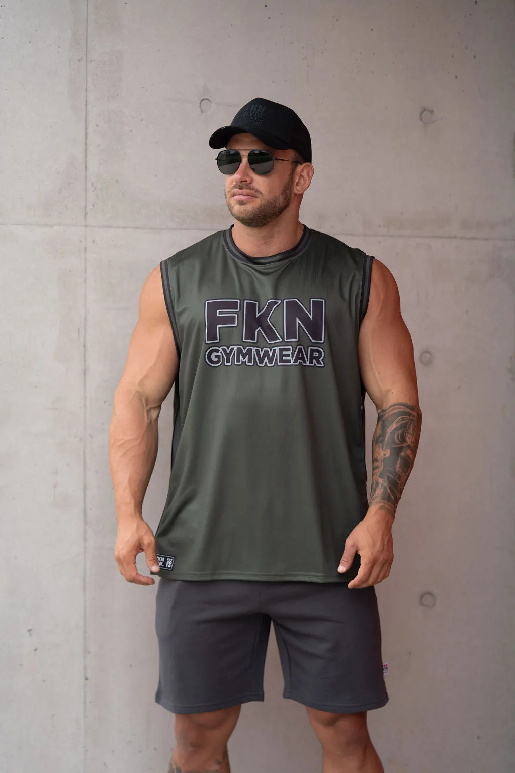Detonate | Men's Gym Training Basketball Jersey Singlet | Khaki