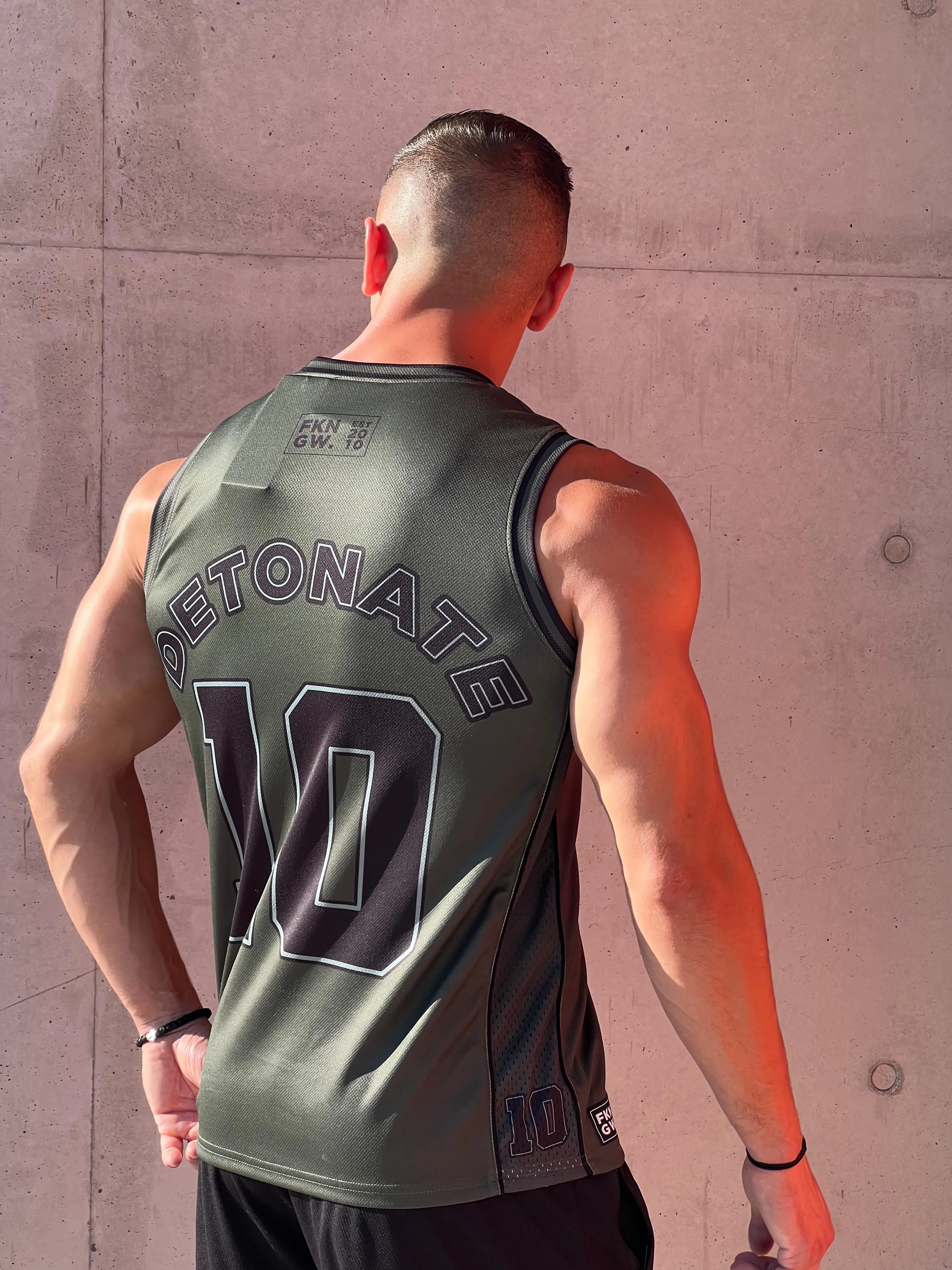 Detonate | Men's Gym Training Basketball Jersey Singlet | Khaki