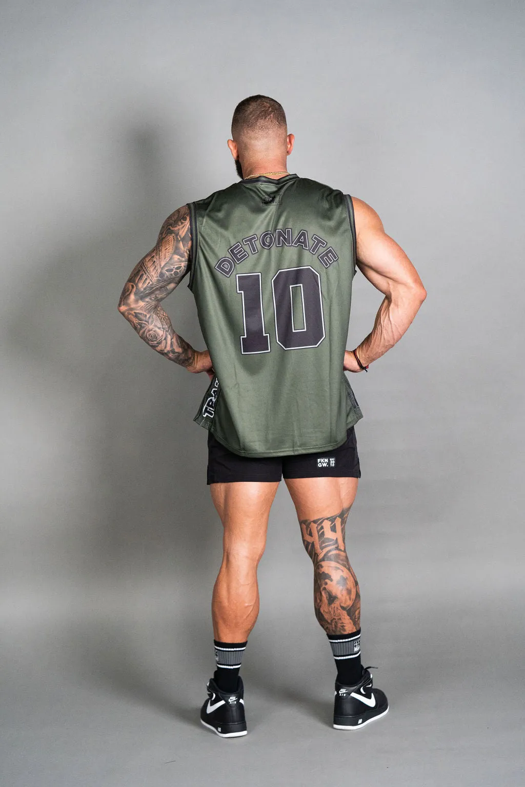 Detonate | Men's Gym Training Basketball Jersey Singlet | Khaki