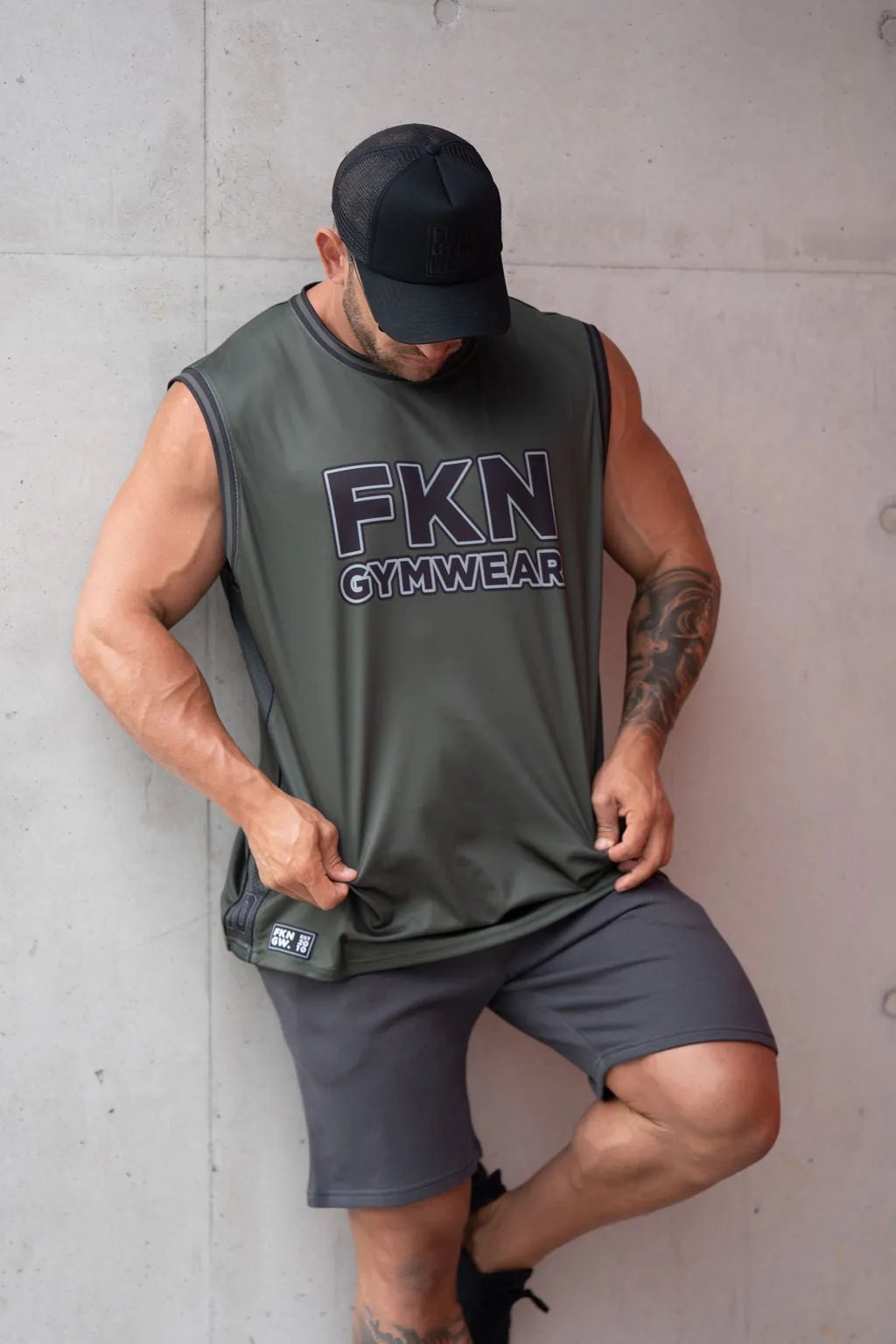 Detonate | Men's Gym Training Basketball Jersey Singlet | Khaki
