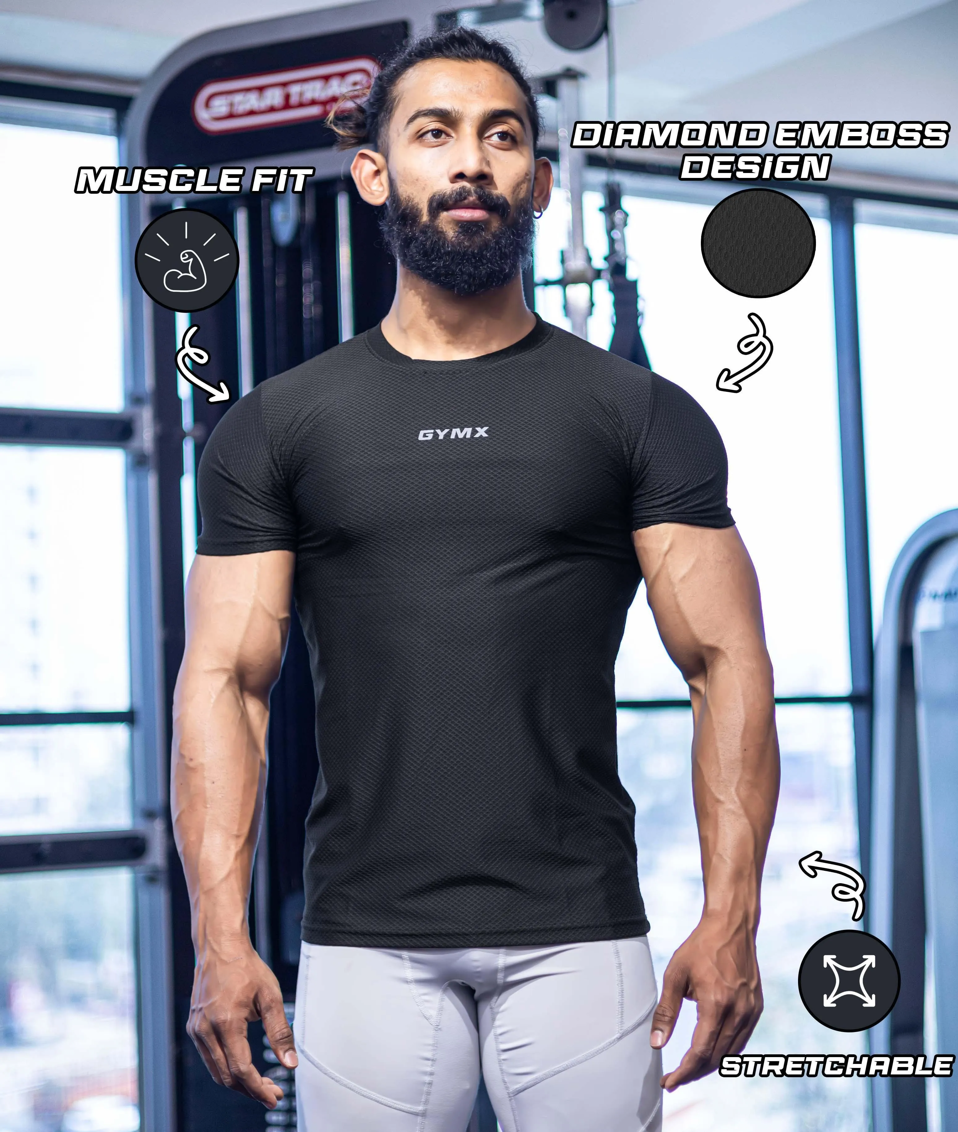 Diamond Cut GymX Tee: Black
