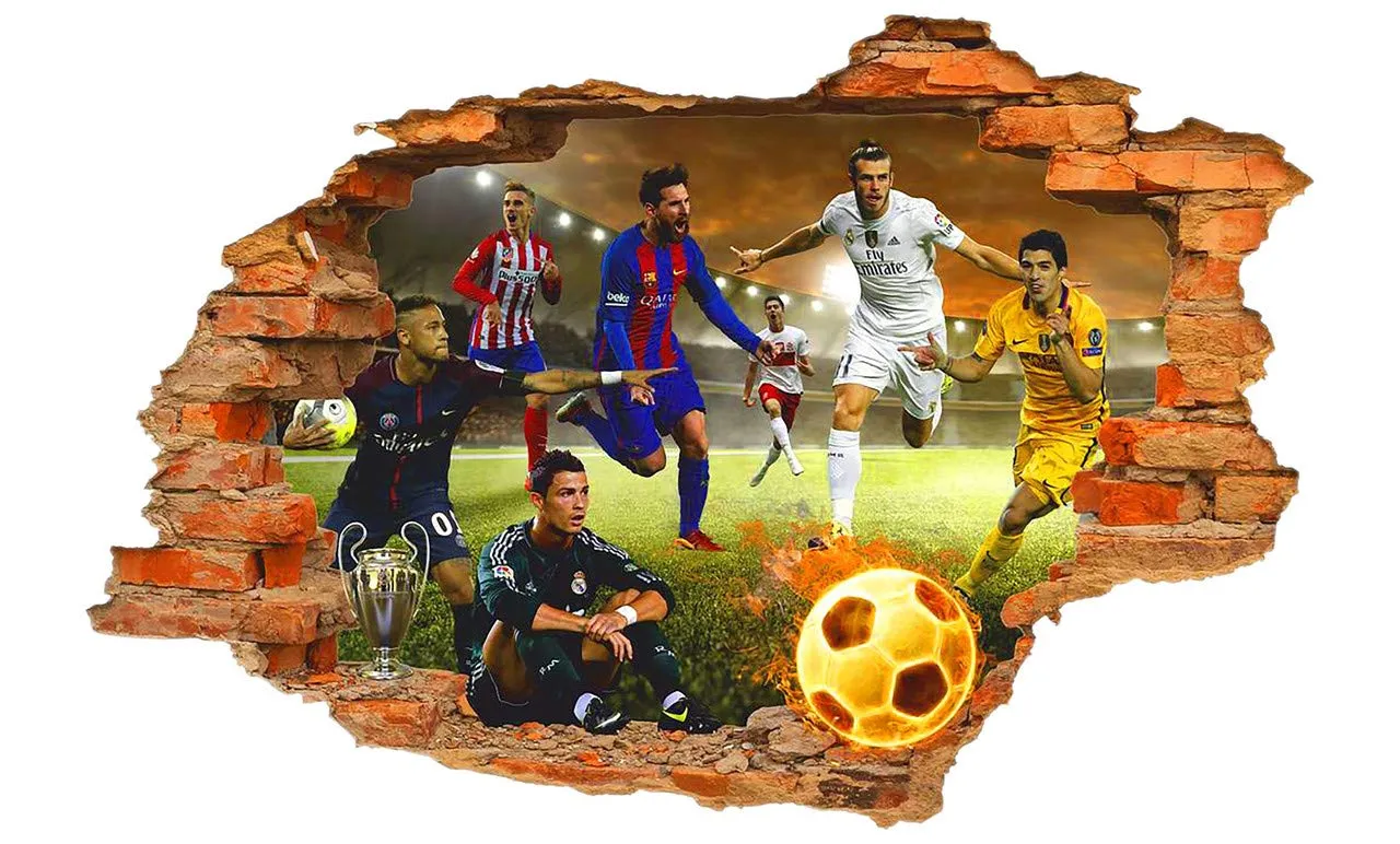 DivineDesigns™ Football Players Wall Sticker | Wall Sticker for Living Room/Bedroom/Office and All Decorative Stickers