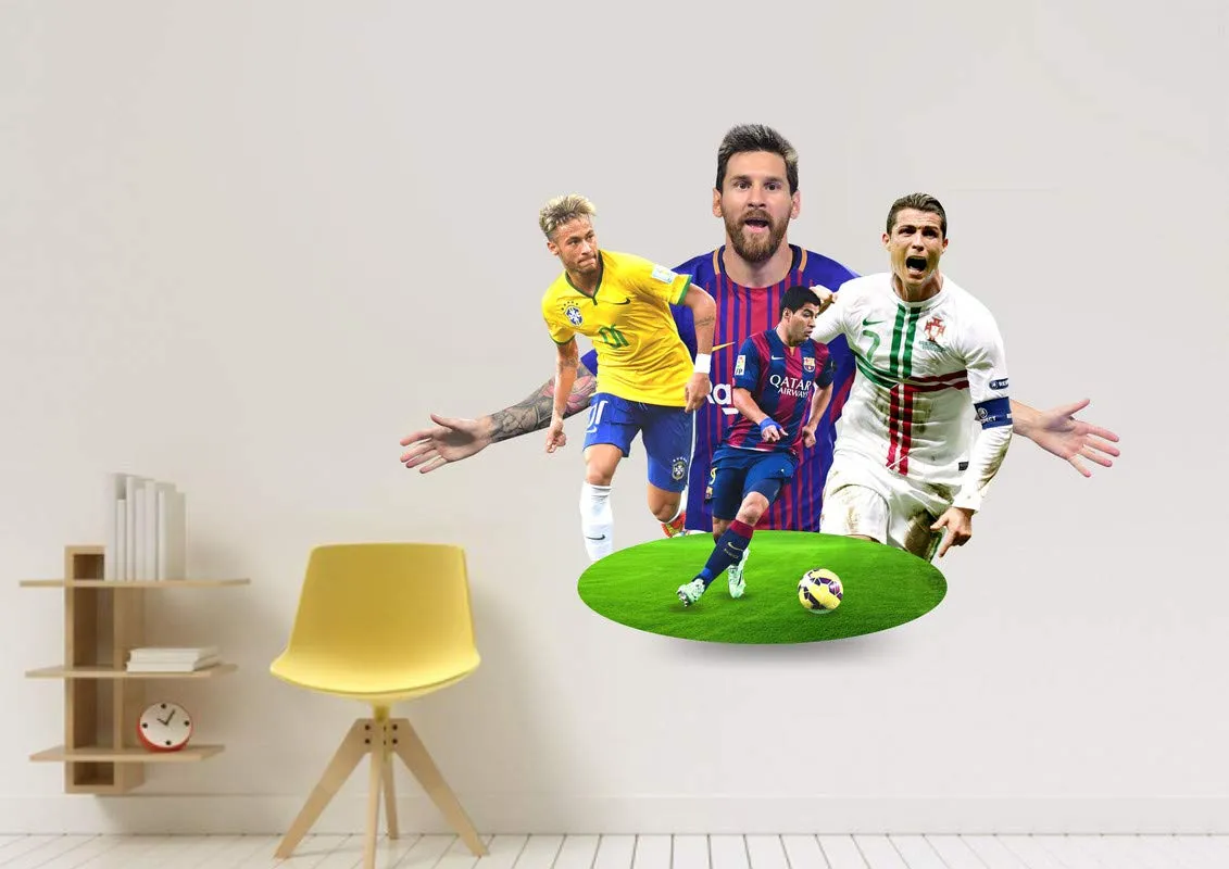 DivineDesigns™ Players of Football Sticker (Size :- 66 X 51 cm) | Wall Sticker for Living Room/Bedroom/Office and All Decorative Stickers