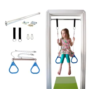 Doorway Trapeze Bar and Gym Rings Combo - Blue