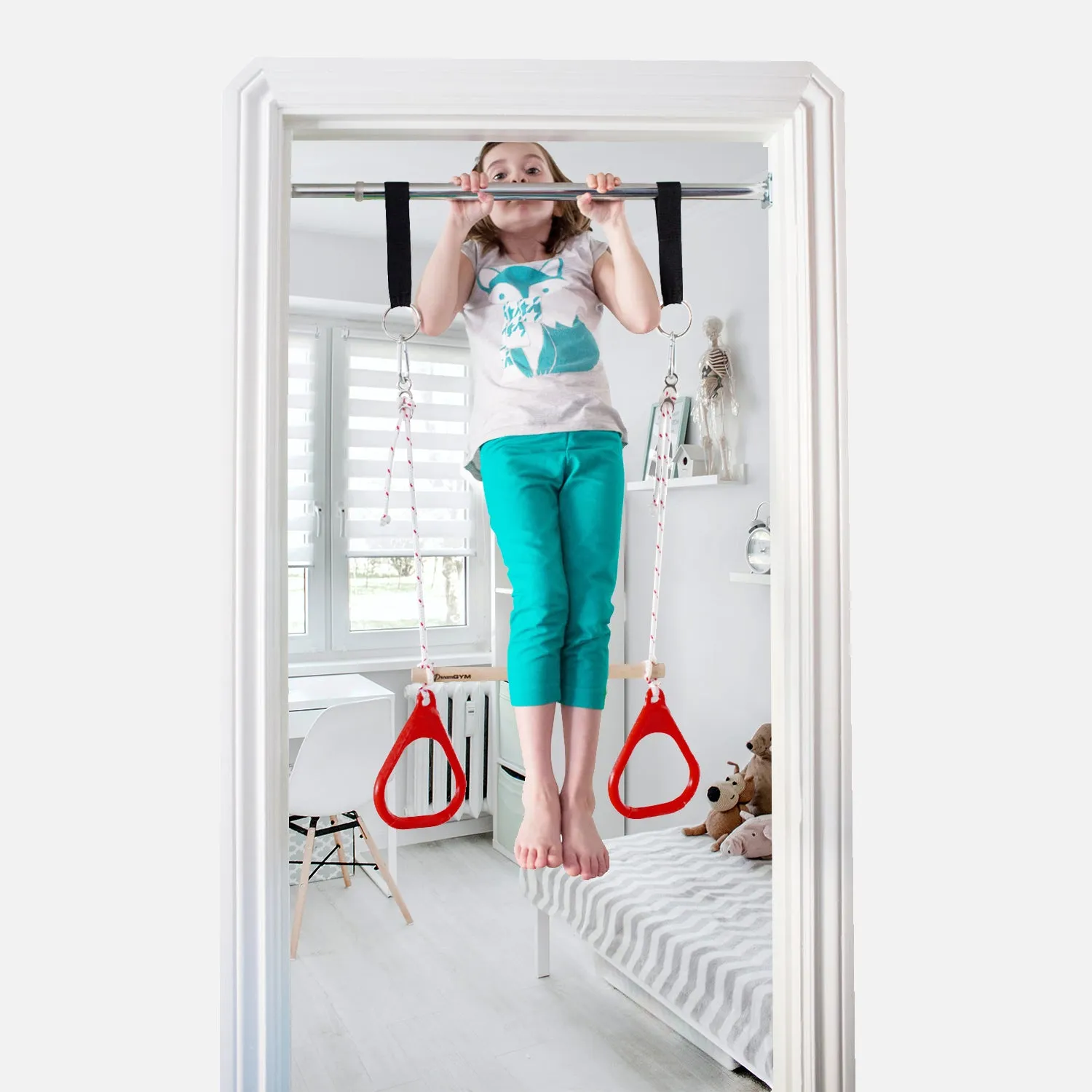 Doorway Trapeze Bar and Gym Rings Combo - Blue