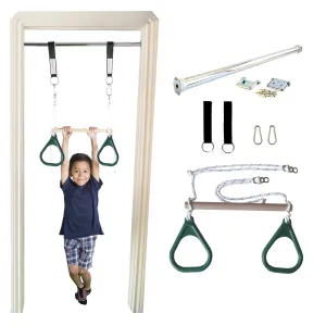 Doorway Trapeze Bar and Gym Rings Combo - Green