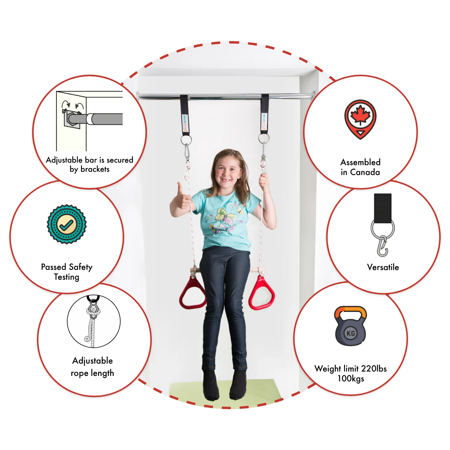Doorway Trapeze Bar and Gym Rings Combo - Yellow