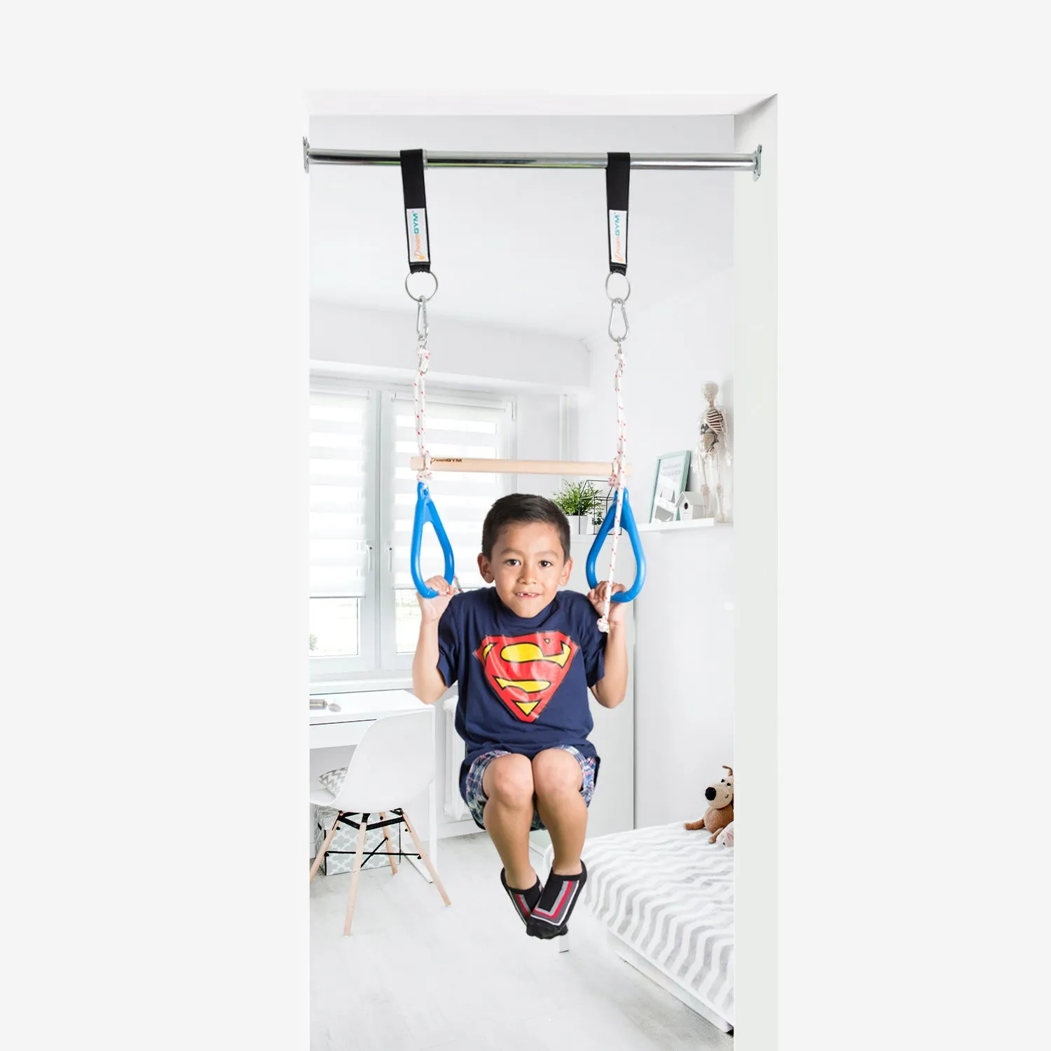 Doorway Trapeze Bar and Gym Rings Combo - Yellow