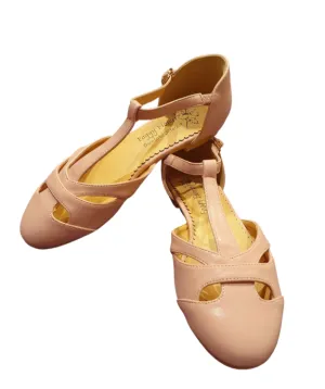 Edith Closed Toe Flat T Bar Shoes In Light Pastel Pink Only 36(3) 39(6) & 40(6.5) left