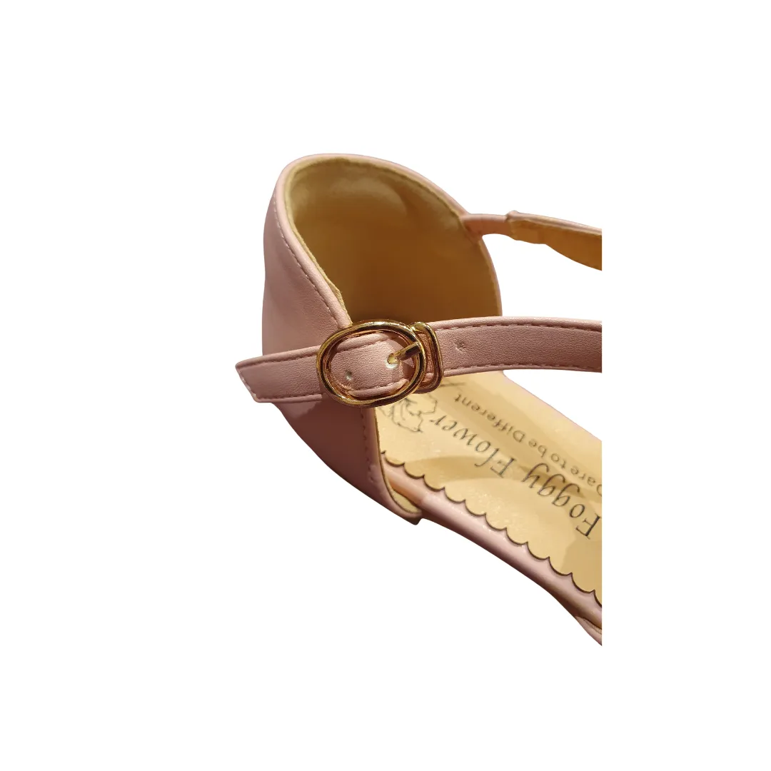 Edith Closed Toe Flat T Bar Shoes In Light Pastel Pink Only 36(3) 39(6) & 40(6.5) left