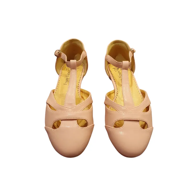 Edith Closed Toe Flat T Bar Shoes In Light Pastel Pink Only 36(3) 39(6) & 40(6.5) left