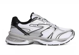 Etonic Kendari 3.0 sneakers in matte silver leather, white mesh and black inserts and details.